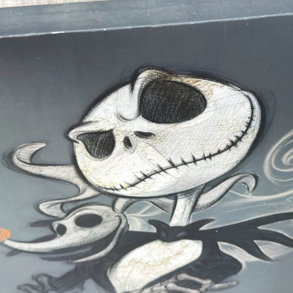 Disney Jack Skellington & Zero Halloween Canvas Wall Art Gothic Pumpkin Decor